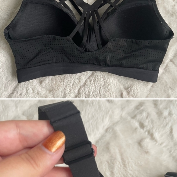 VSX Sport | Black Strappy Mesh Front Cut out Racerback Sports Bra | Size 32C - Picture 2 of 4